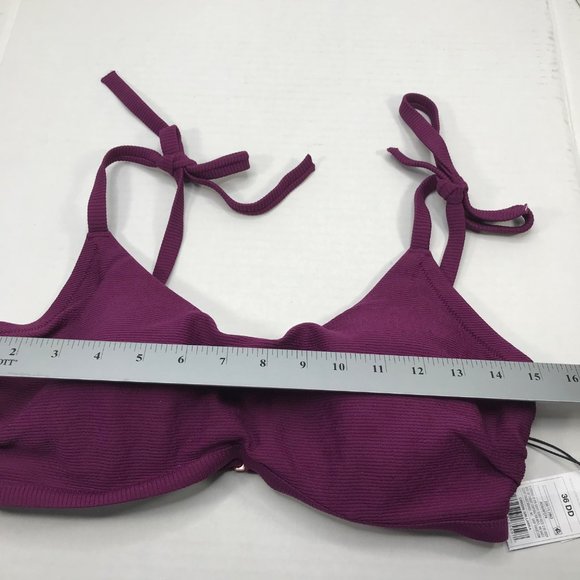 Shade And Shore Women's Sz. 36DD Tie Strap Textured Bralette Bikini Swim Top New - Picture 8 of 13